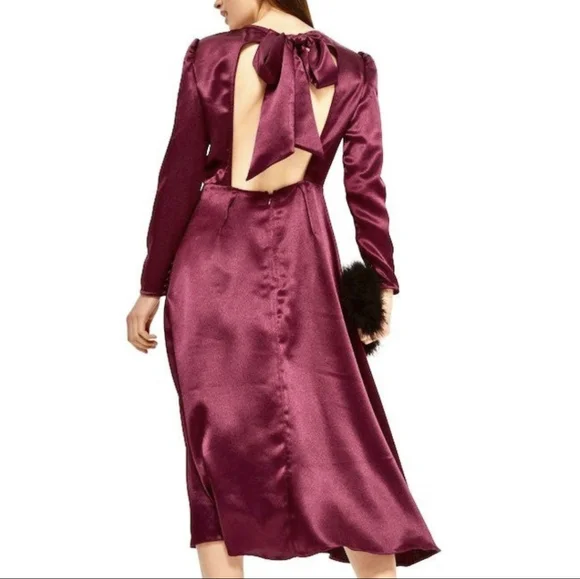 Topshop Satin Tie Back Midi Dress Size 10 - Picture 1 of 12